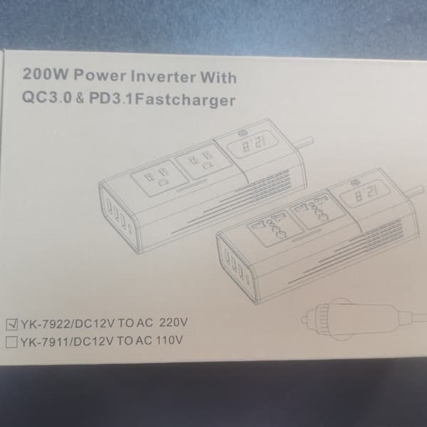 200W Bilstrømomformer, DC12V til AC220V Strømomformer med Skjerm Black 220V KDP-200W