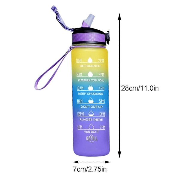 1000ml Motivationsvattenflaska med Tidmarkering, Sportflaska, Gradientfärgad Mugg, Frostad Vattenflaska för Utomhus Style 7