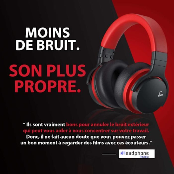 E7 BASIC C Rødt aktivt støydempende headset trådløst bluetoote-headset