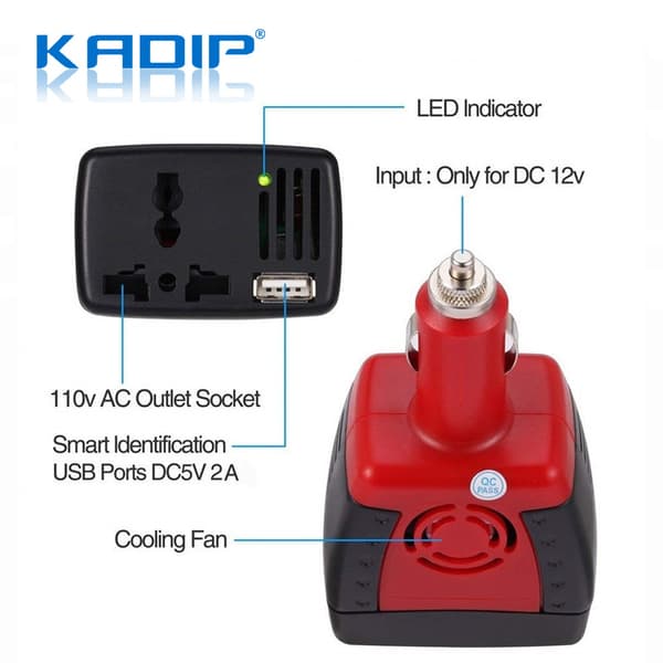 150W Bilstrømomformer, 12V til 220V DC AC-omformer 220V KDP-150C
