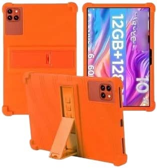 Mjukt silikonfodral för surfplatta kompatibelt med Callsky Tab Ctab 10 10.1\", justerbart stativ, stötsäkert, barn, orange