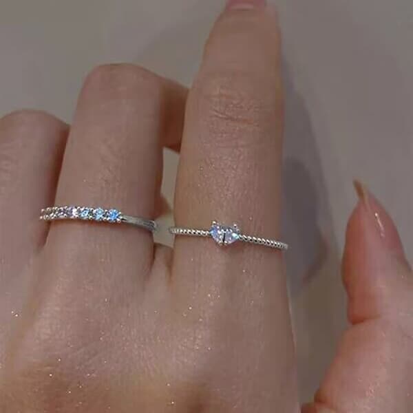 Trendy Chic Hjerte Rhinestone Åpen Knokkelring model6537102