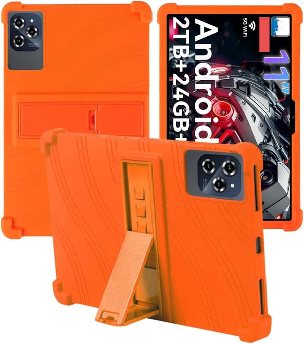Blødt silikonecover til Tabwee W90 11 tommer tablet, stødsikkert børnevenligt cover med justerbart stativ