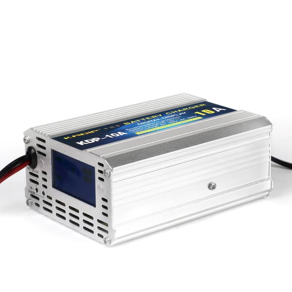 Bil Motorcykel 3-trins blysyre batterioplader med display Silver EU Plug