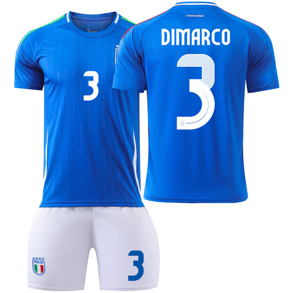 2425 Europacup Italien fotbollströja nr 14 Chiesa 18 Barella 3 Dimarco tröja set - Hemma nr 3 XXXL(200-210cm)