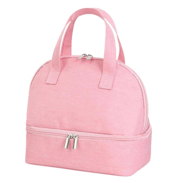 Lunchväska Läcksäker Isolerad Bento Tote Väska Kompakt Hållbar Isolerad Lunchlåda Väska för Kontoret Pink