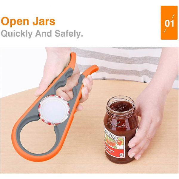 Flasköppnare, Flasköppnare med enkelt grepp, Lockskärare, Snabböppning för barn, äldre, svaga händer - Orange