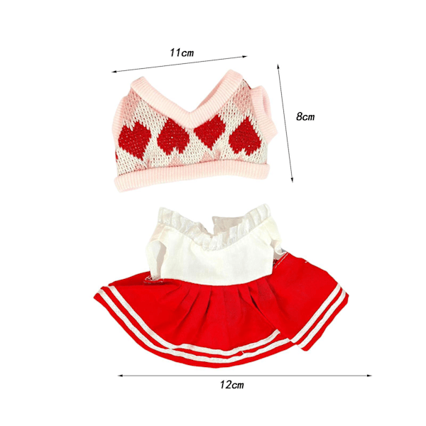2x 20cm Dockkläder Set Bekvämt Mjukt för Flickdockor Hängande Docka Dockor Pink red For 20cm Dolls