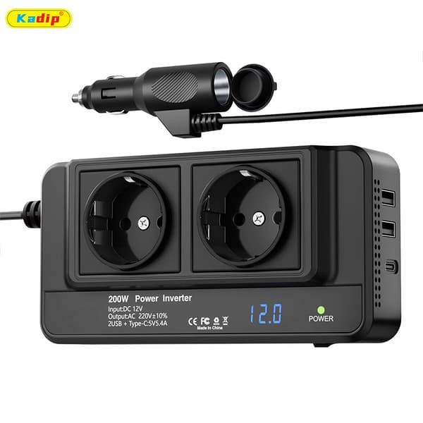 200W Bilstrømomformer 12V 24V til 110V 220V med AU-plugg, PD20W, PD 220V 8300-2 EU Plug