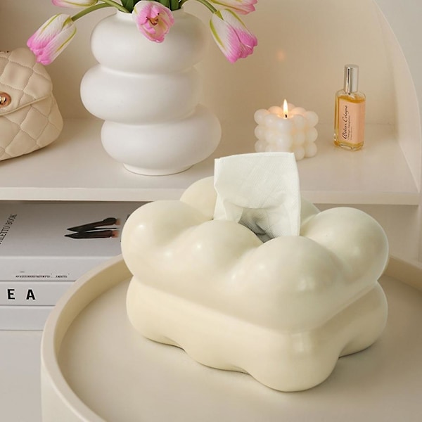 Moderne Kleenexboks Marshmallows Keramisk Kleenexboks Kleenexholder Deksel White Type B