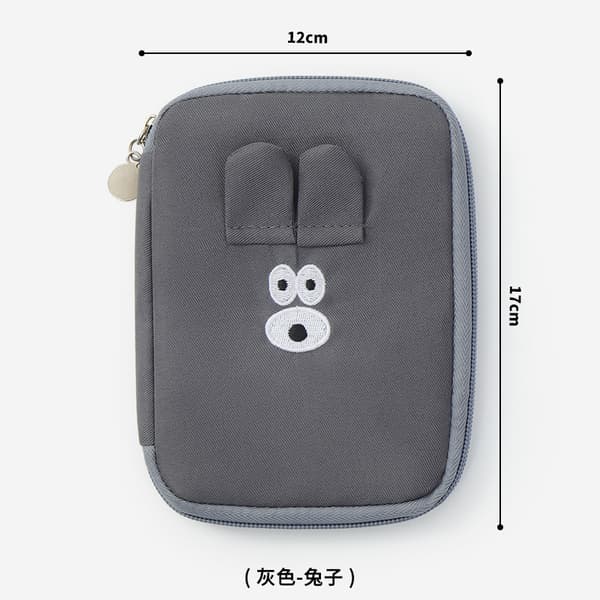 Paspengepung og rejseetui med flere rum i koreansk stil Gray Rabbit