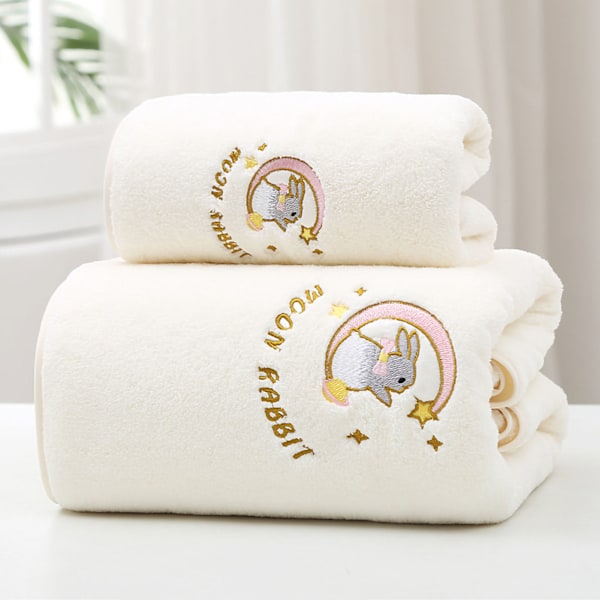 Badehåndkle Korallfleece Vannabsorpsjon Mykt Tykt Dusjhåndkle for Hjem Strand Beige 34x76