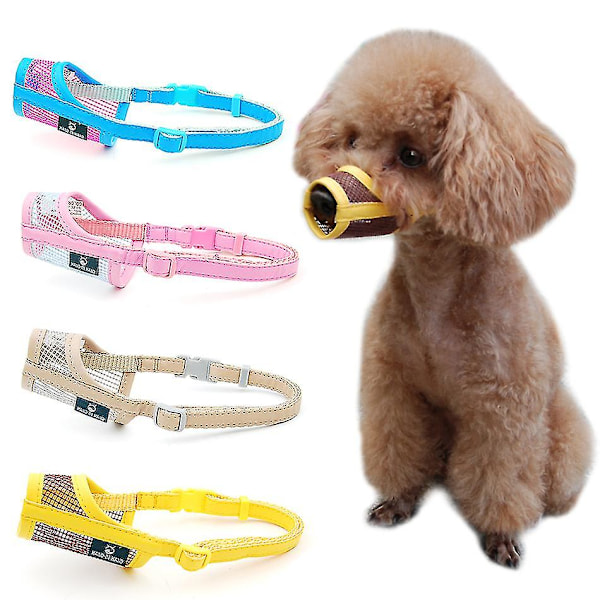 Koiran kuonokoppa, säädettävä nylonverkko kuonokoppa pienille, keskikokoisille ja suurille koirille, estää puremisen, pureskelun ja nuolemisen Yellow M