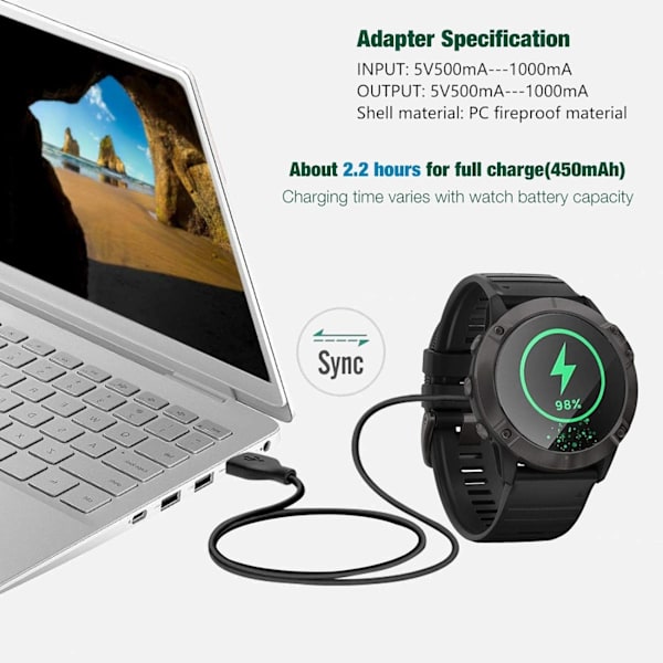 Watch Laddare USB C Adapter Laddningskabel Converter för Garmin Fenix ​​7 7S 7X 6S 6 6X 5S 5 5X