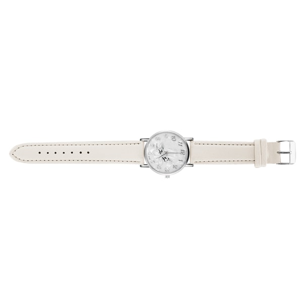 Fashionabla PU-läderarmband Quartz Watch Dam Kvinnliga Analoga Armbandsur Vita