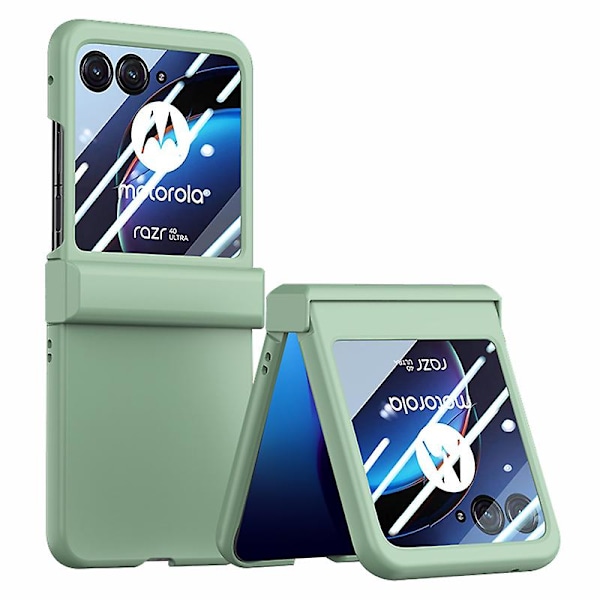 Telefoncover med hængsel og PC-dækning til Motorola Razr 40 Ultra 5G, med hærdet glas bagskærmbeskytter Light Green