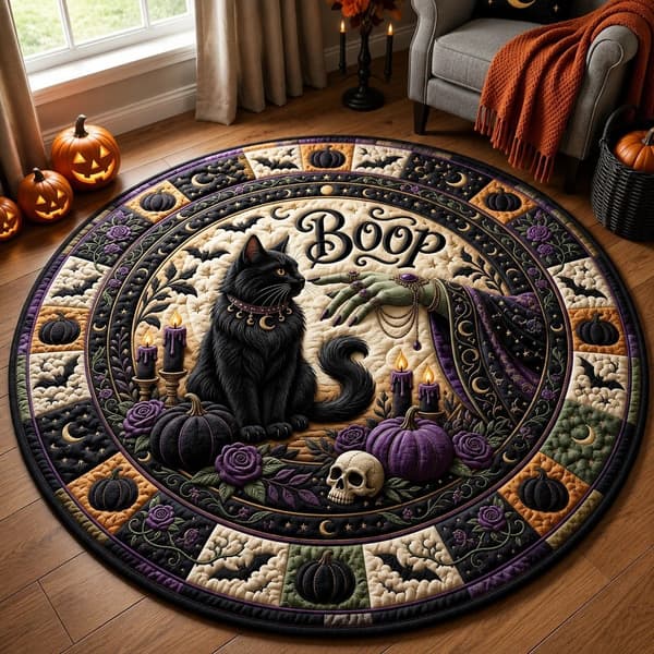 Halloween Rund Golvmatta, Kristall Sammet, Mjuk Tvättbar, Cosplay, Vardagsrum Sovrum Custom Order - Style 8