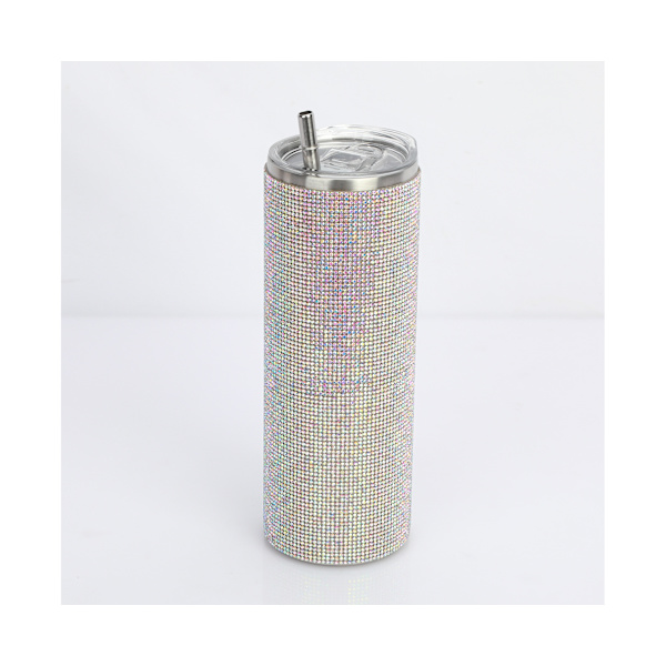 20oz/600ml vattenflaska Creative Läcksäker rostfritt stål Strass dubbade halmkopp Hushållsartiklar - Flerfärgad