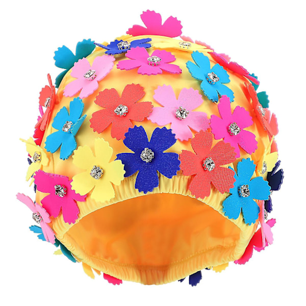 Dame Beanie Badehette Dusjhette Petaler Badehette Blomster Badehette Elastisk Dusjhette-hao Colorful 21X21CM