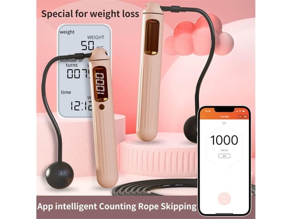 Smart hopprep med räknefunktion och viktad boll, sladdlöst hopprep för fitness, stöder Bluetooth.