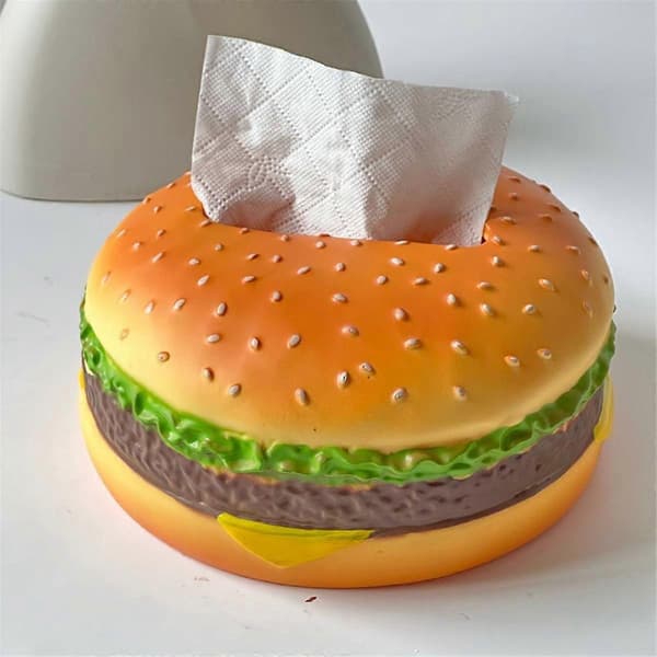 Hamburger Creatives Tissuehållare, Sött Tissueboxskydd, Tissueboxhållare, Tissueboxdispenser, Rund Servettbox As Shown