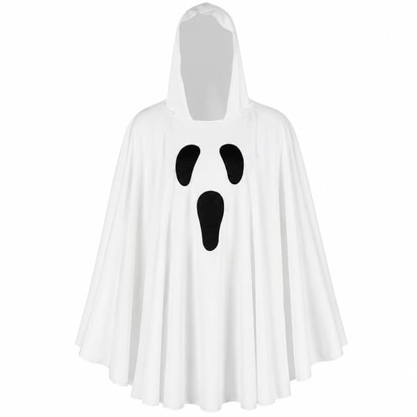 Hætteklædt spøgelseskappe, hvid, letvægtspolyester, Halloween-kostume