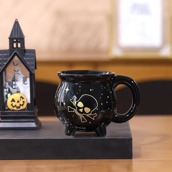 Halloween kaffemugg, rolig keramisk tekopp, svart, 13x9,5cm