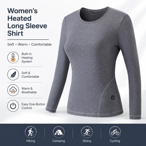 Opvarmet Baselayer Sæt til Kvinder, Grå, M, Hurtig Opvarmning, Termoundertøj Gray M SKU347047