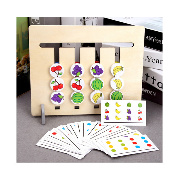 Trä Dubbelsidig Färg Frukt Parningsspel Aktivitetsbräda Barn Pedagogisk Leksak