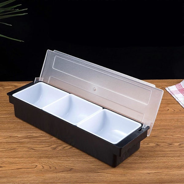 Kryddbox med lock Kryddförvaringsbehållare Mathållare bar Fruktdispenser (Tre fack)