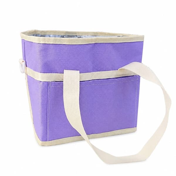 Bærbar vannflaskepose, stor kapasitet, sammenleggbart termisk isolert deksel, multifunksjonell oppbevaringspose, rosa Light Purple Hard partition