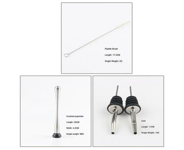 23st rostfritt stål Cocktail Shaker Set Barware Kit med träställ