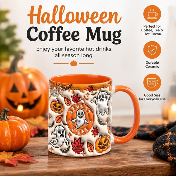 Halloween Kaffemugg 350ml Keramisk Tekopp, Gotisk Festlig Dryckesvara, Alternativ A