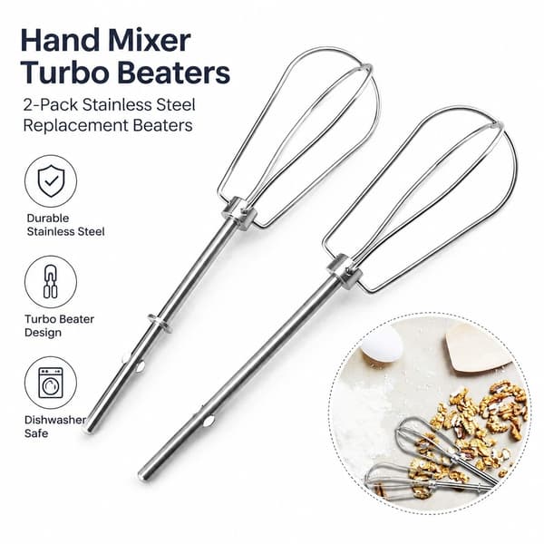 W10490648 Håndmixer Turbo Piskeris Erstatning til KitchenAid, Rustfrit Stål, 2-pak