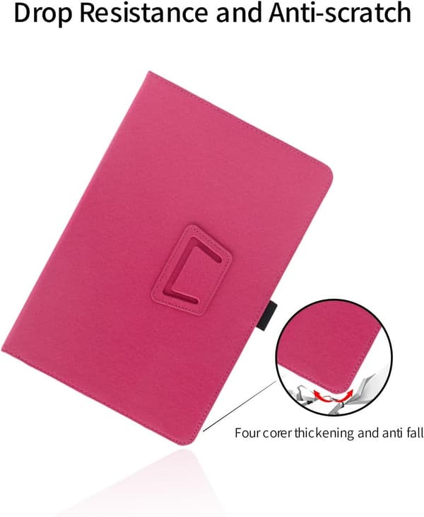 PU-skinnveske for XP-Pen Magic Note Pad 10,95\", sammenleggbart stativ, blyantholder, håndleddsrem, roserød