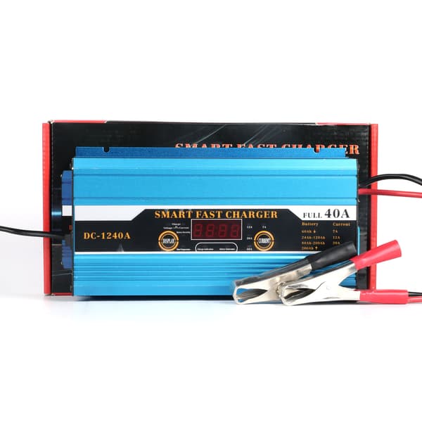 Bil Motorsykkel Smart Blybatteri Ladeenhet Med Display Blue EU Plug