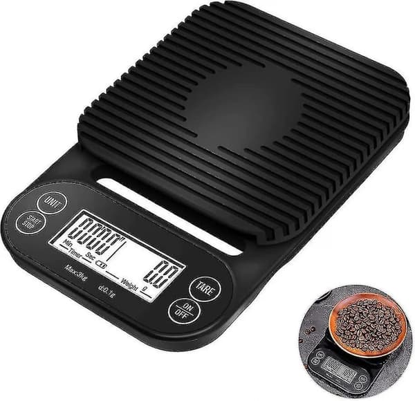 Digital köksvåg 3kg/0.1g, LED-display, hög precision, för matlagning och kaffe