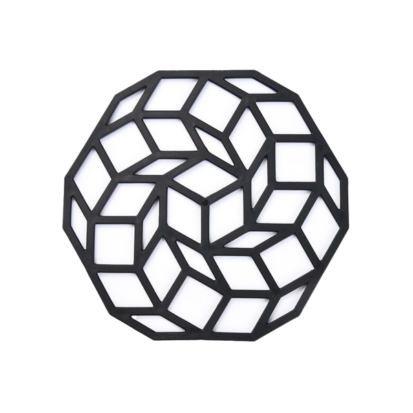 Glasunderlägg Multifunktionell värmeisolering Geometrisk form Köksdekoration Bord Koppmatta för restauranger-Svart - Svart