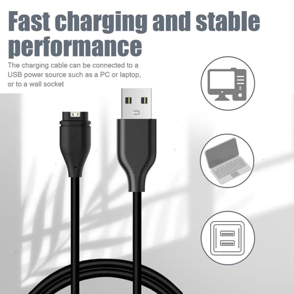 Universell Garmin klockladdare, 1-pack, snabb USB-laddningskabel för Fenix, Forerunner, Vivoactive, Instinct 1-pack