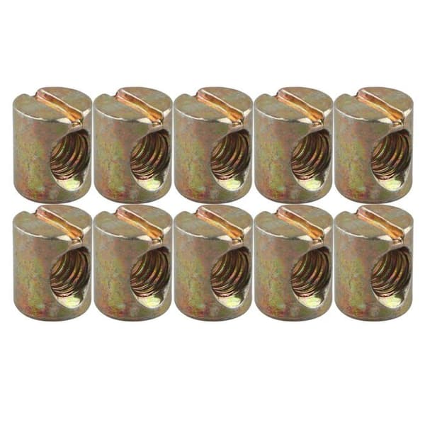 10-delad M8 x 15 mm slitsad cylindermutter för sängar, spjälsängar, stolar och möbler