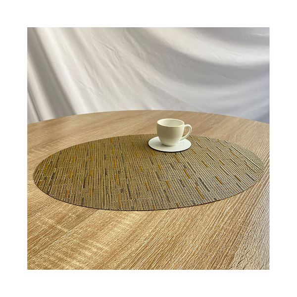 Bambu Texture Bordsunderlägg Oval form PVC Kök Matbordsmatta för restauranger-Tan unikt värde