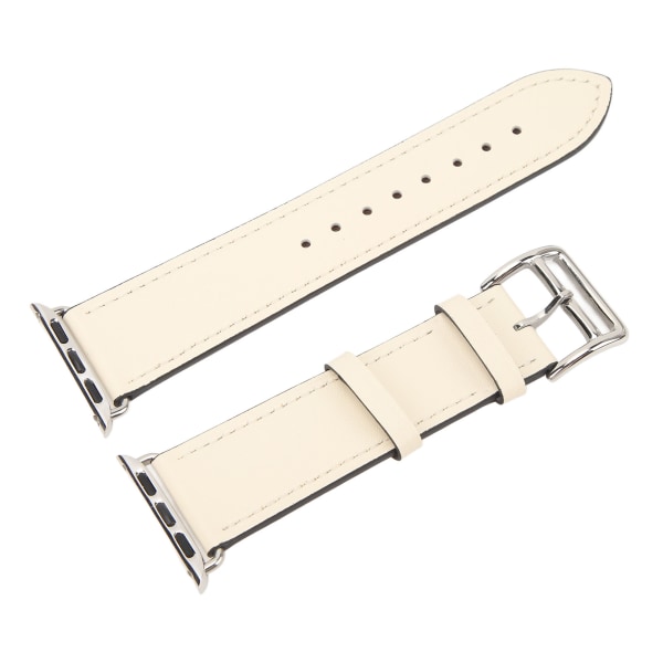 Smartwatch Läderrem Universal Smart Watch Replacement Band Rem för IWatch Series SE 8 7 6 5 4 3 2 1 38mm 40mm 41mm Beige