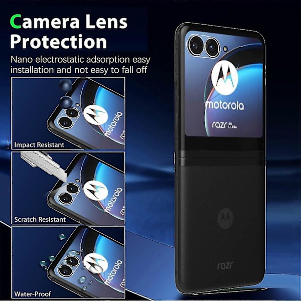 2+2 Pakkaus Motorola Razr 50/50 Ultra karkaistu lasi etunäytön suojakalvo ja kameran linssinsuojus, HD kirkas 9H kovuus kalvo, kuplaton Razr 50