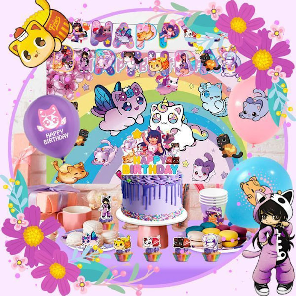 Dekoration Födelsedag Aphmau, Servis Födelsedag Festdekoration Ballonger Bordartiklar Aphmau Flerfärgad