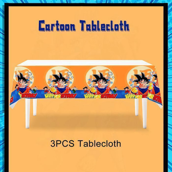 Temafestduk i Dragon Ball Z 3 delar Födelsedagsdekoration Dragon Ball Duk Födelsedagsdekoration Dragon Ball Z