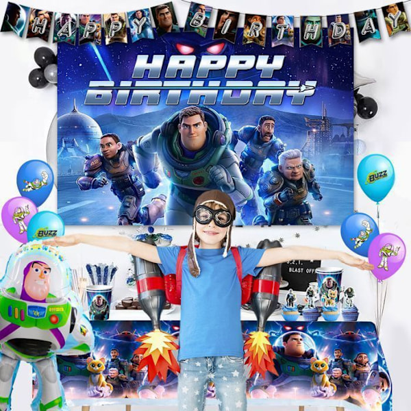 Koristeet Syntymäpäivä Koristeet Buzz Lightyear, Syntymäpäivä Astiat Lapsille Buzz, Syntymäpäivä Ilmapallot Toy Story Flerfärgad
