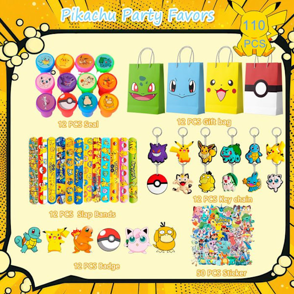 Pokémon Pinata för Kille Födelsedag, Pikachu Festdekoration, Pinata Leksak Sortiment Tillbehör Gadgets Set och mer Flerfärgad