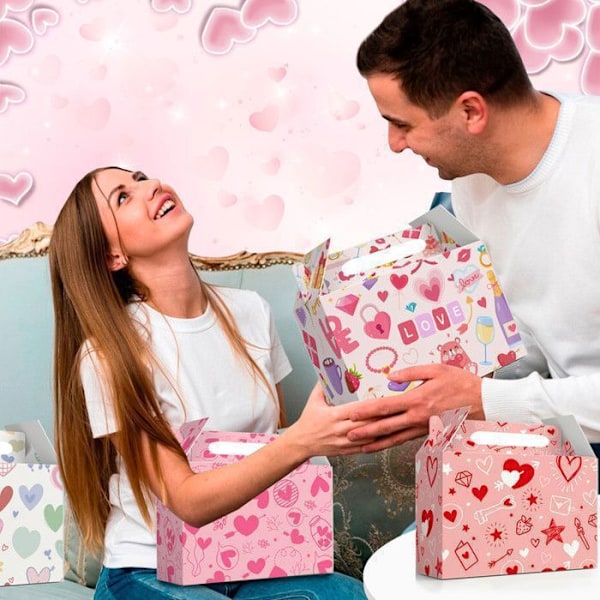 Presentlåda till alla hjärtans dag, Innehållande godis i pappersask, Passar till alla hjärtans dag 24st Flerfärgad