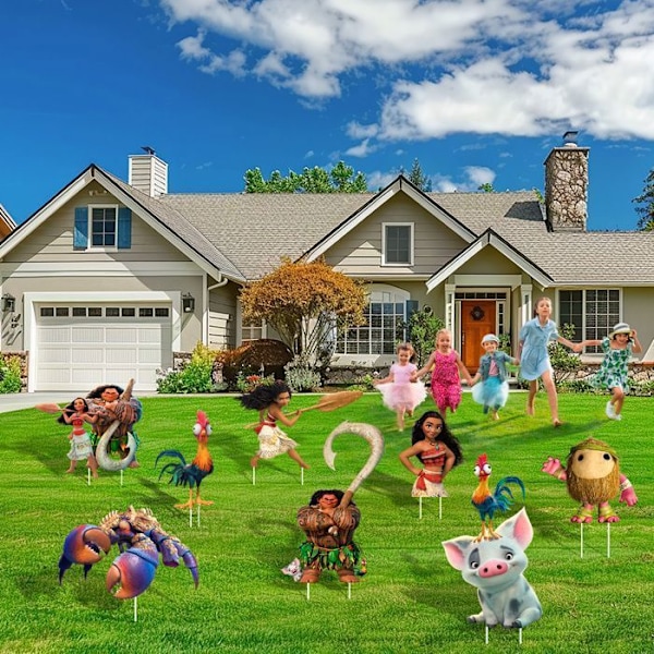 Moana-puutarhakoristeet, Moana-syntymäpäivätarvikkeet, Moana-syntymäpäiväkoristeet Flerfärgad