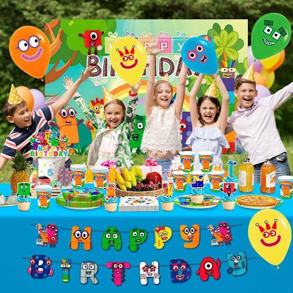 Födelsedagsdekorationer i Numberblocks, Lego Födelsedagsdekoration, Set med Numberblocks Ballonger Färgade dekorationer